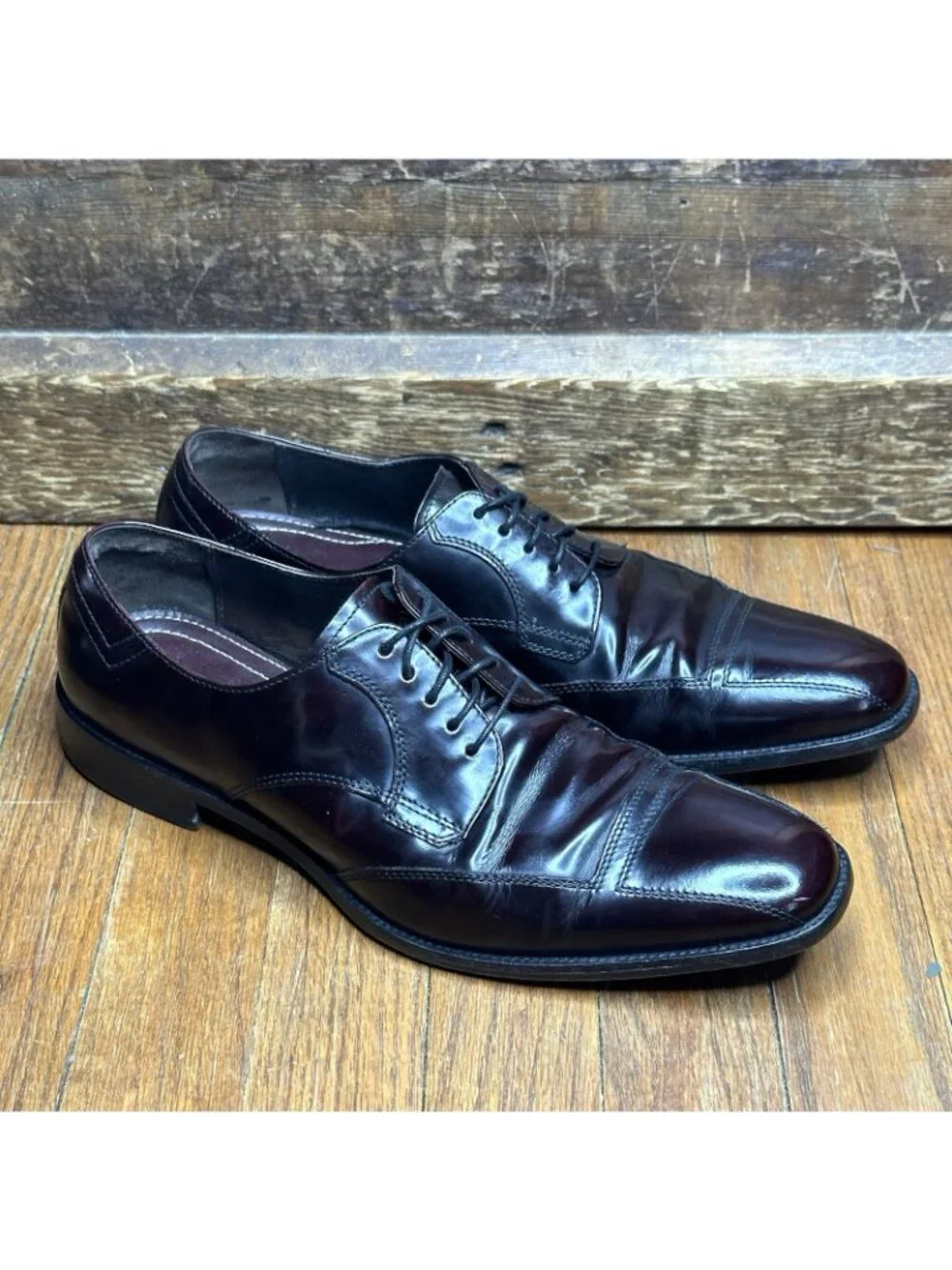 Johnston & Murphy Burgundy 9.5 Leather Dress Shoes Derby Lace Up Oxfords